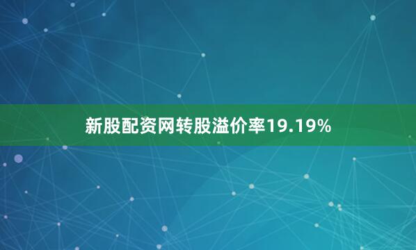 新股配资网转股溢价率19.19%